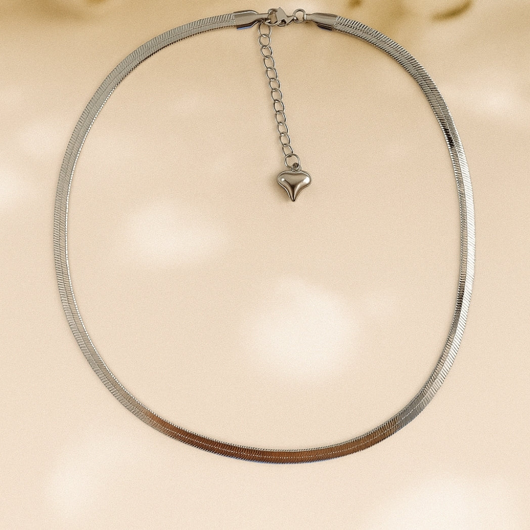 Silver Snake Chain Necklace-Herringbone Chain