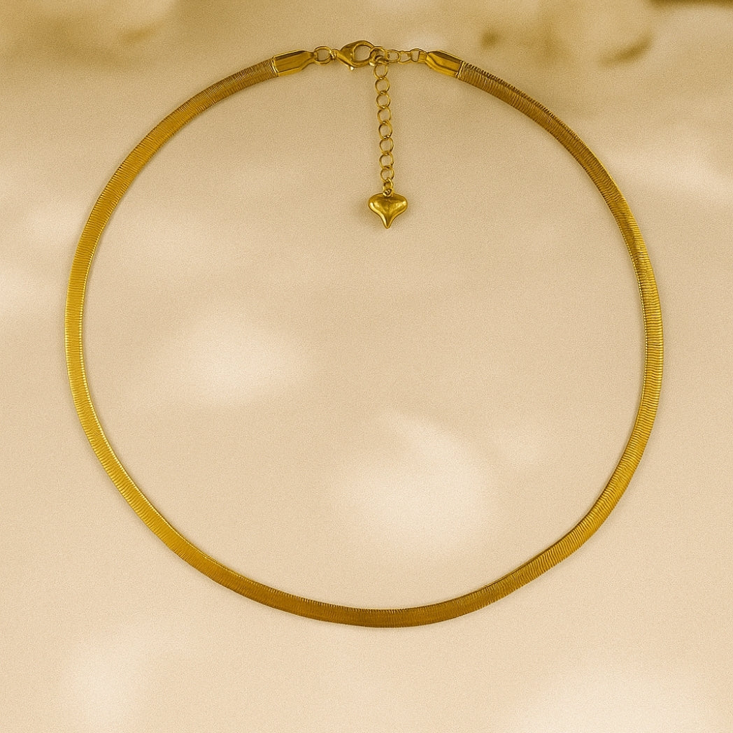 Gold Snake Chain Necklace-Herringbone Chain