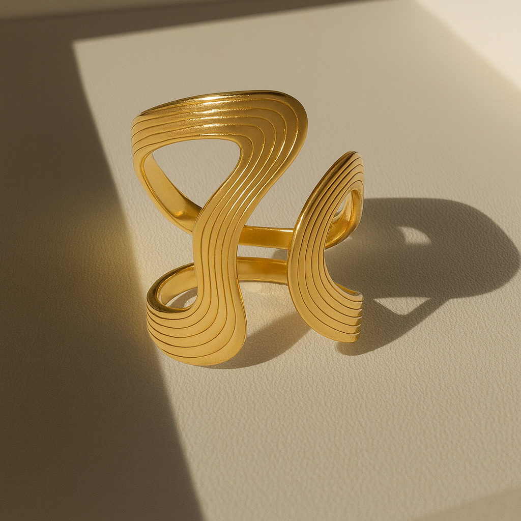 Modern Wave Statement Ring