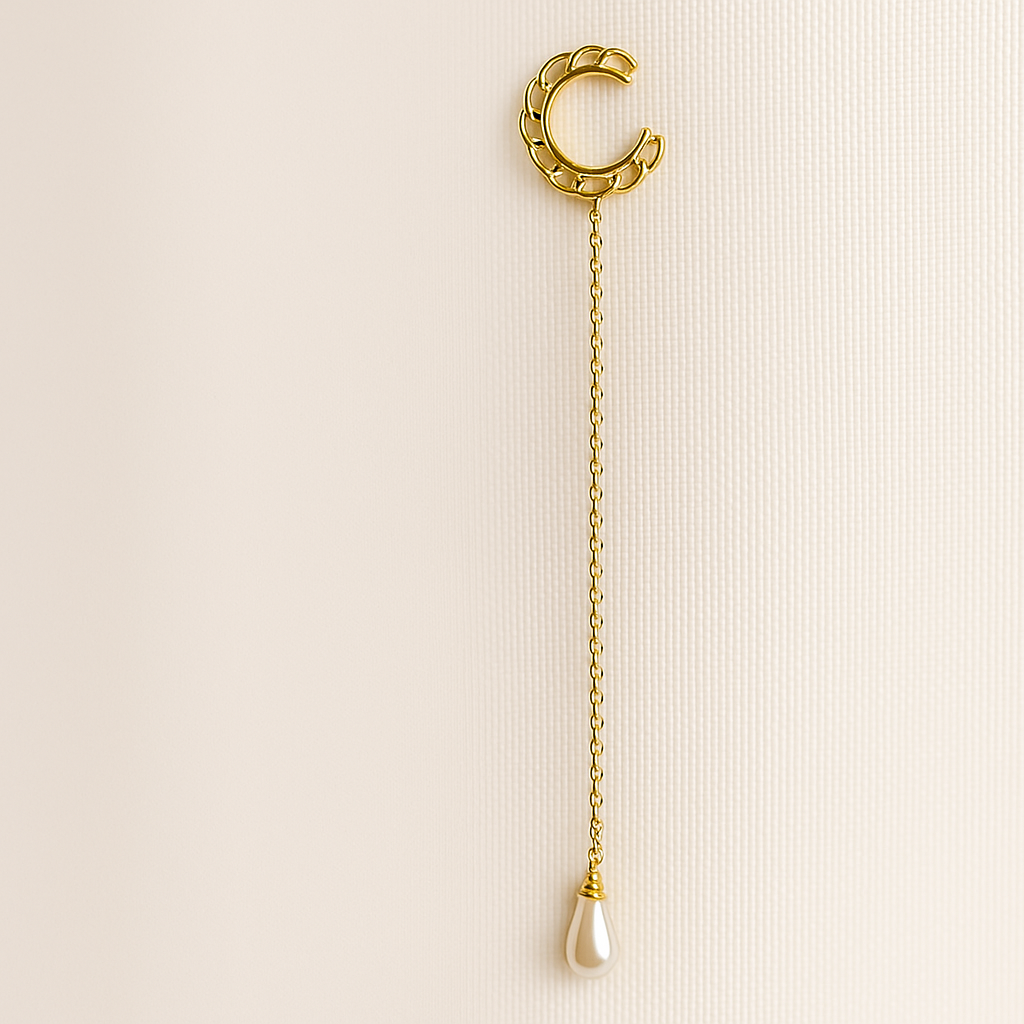 925 Sterling Silver Pearl Drop Ear Cuff Clips Earrings