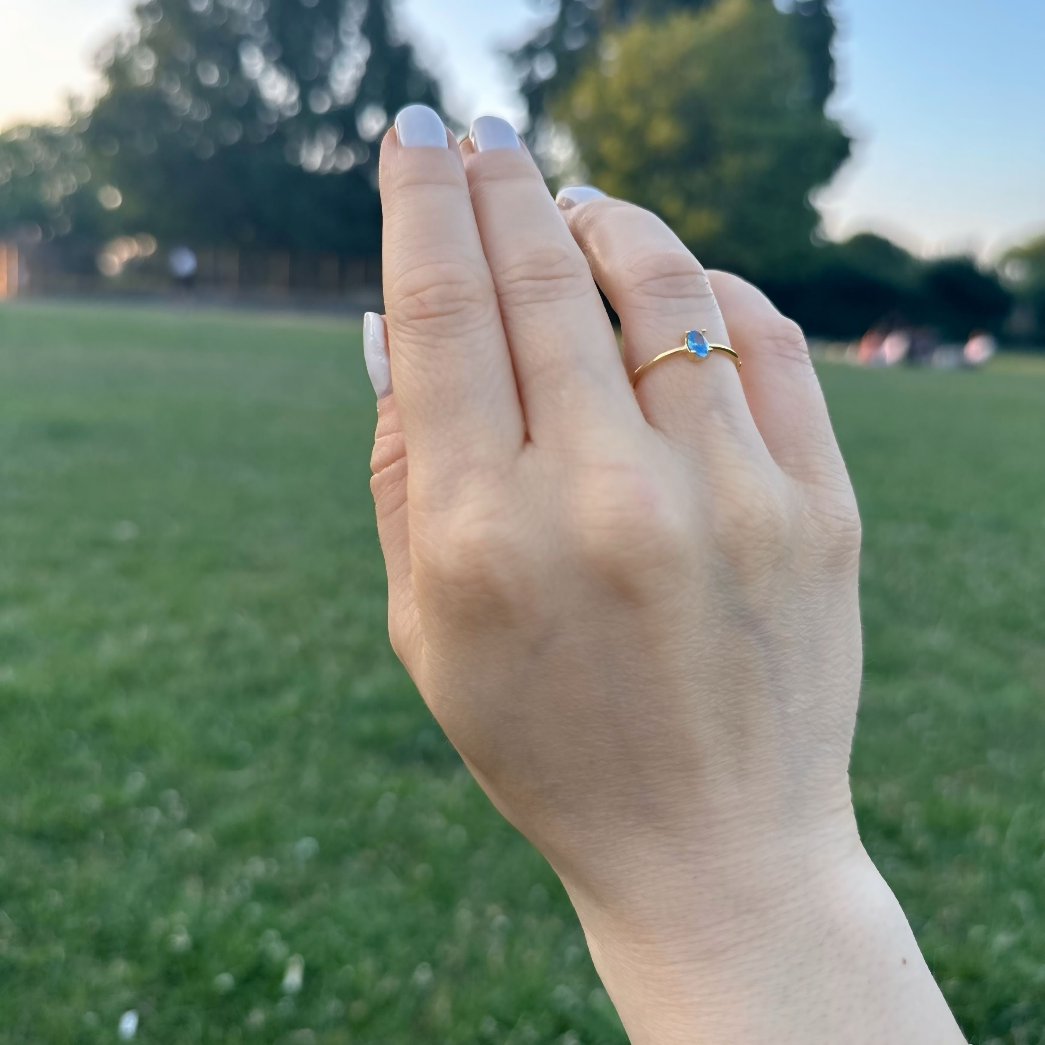 925 Sterling Silver March Birthstone Ring-Aquamarine Ring