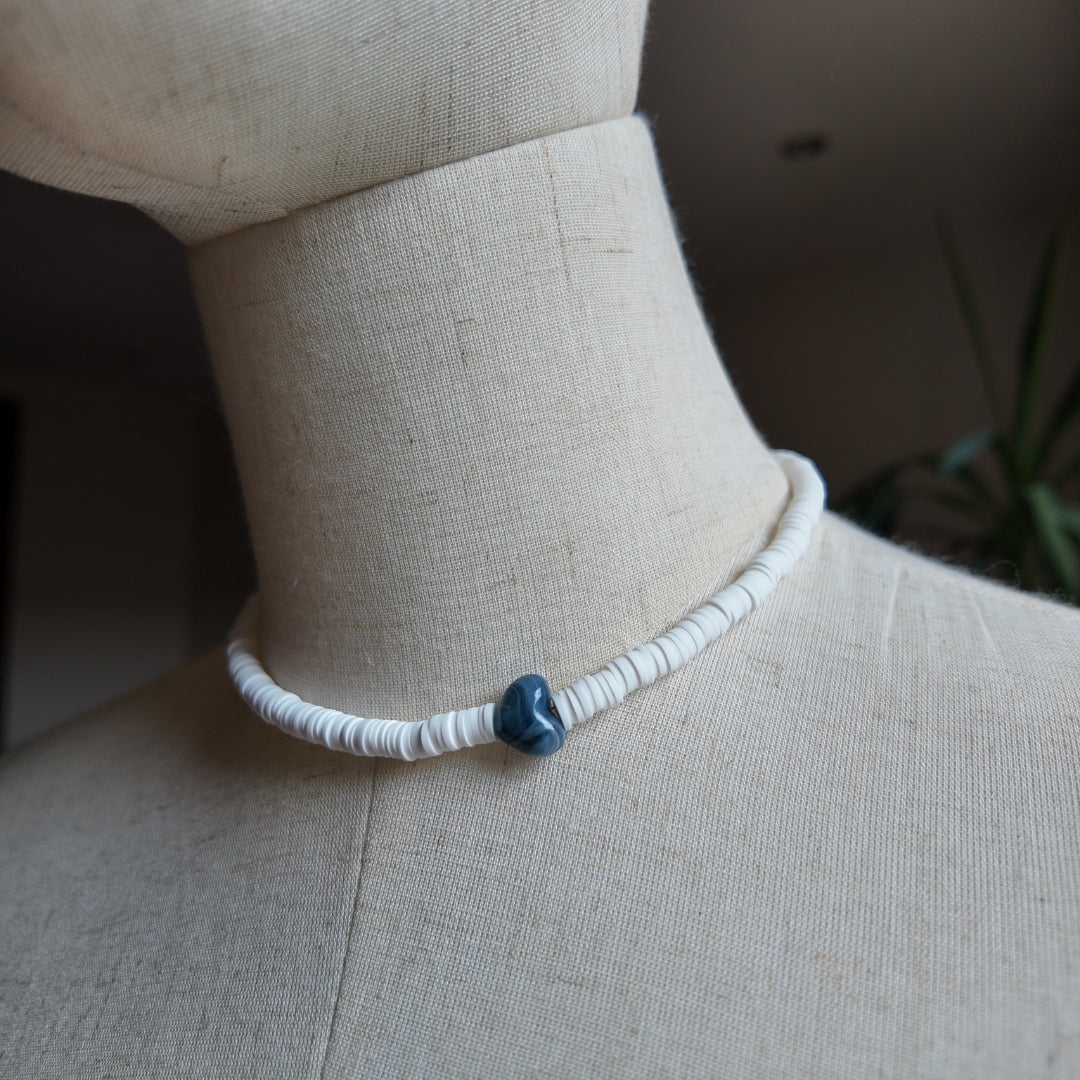 Handmade Blue Heart Choker