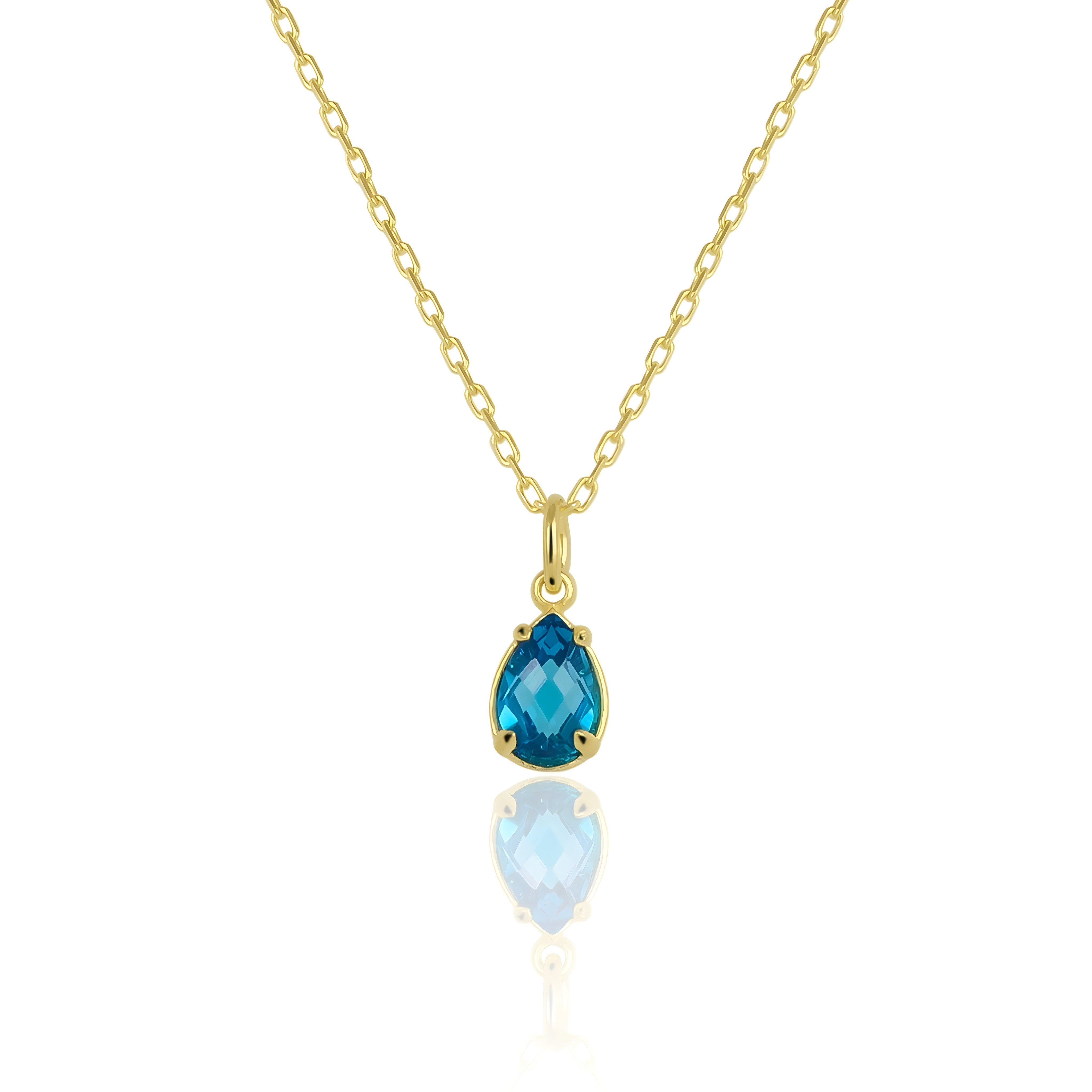 925 Sterling Silver December Birthstone Necklace-Blue Topaz Necklace
