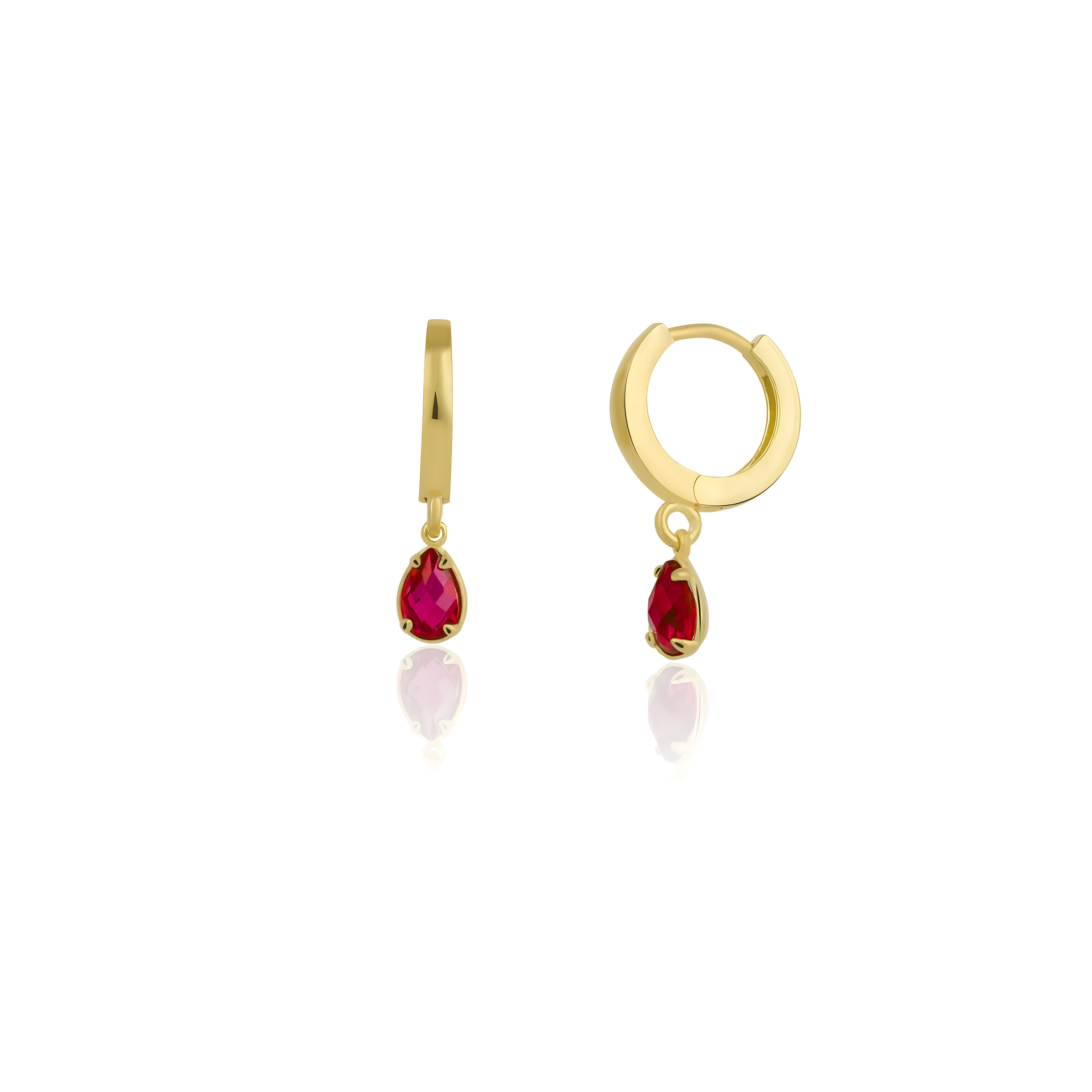 925 Sterling Silver January Birthstone Earrings-Garnet Hoop Earrings
