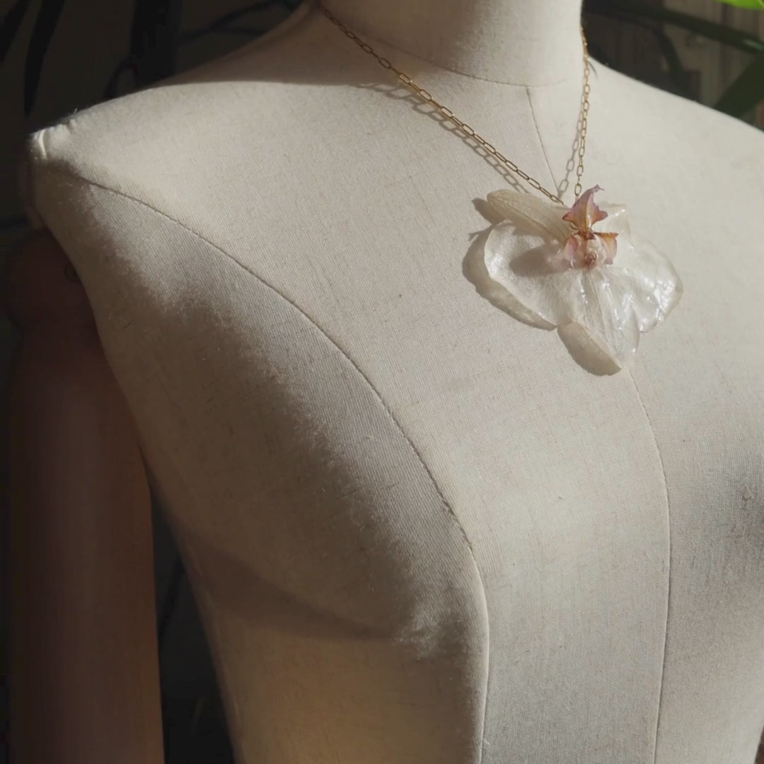 Real Orchid Flower Necklace – Vertical London Jewellery