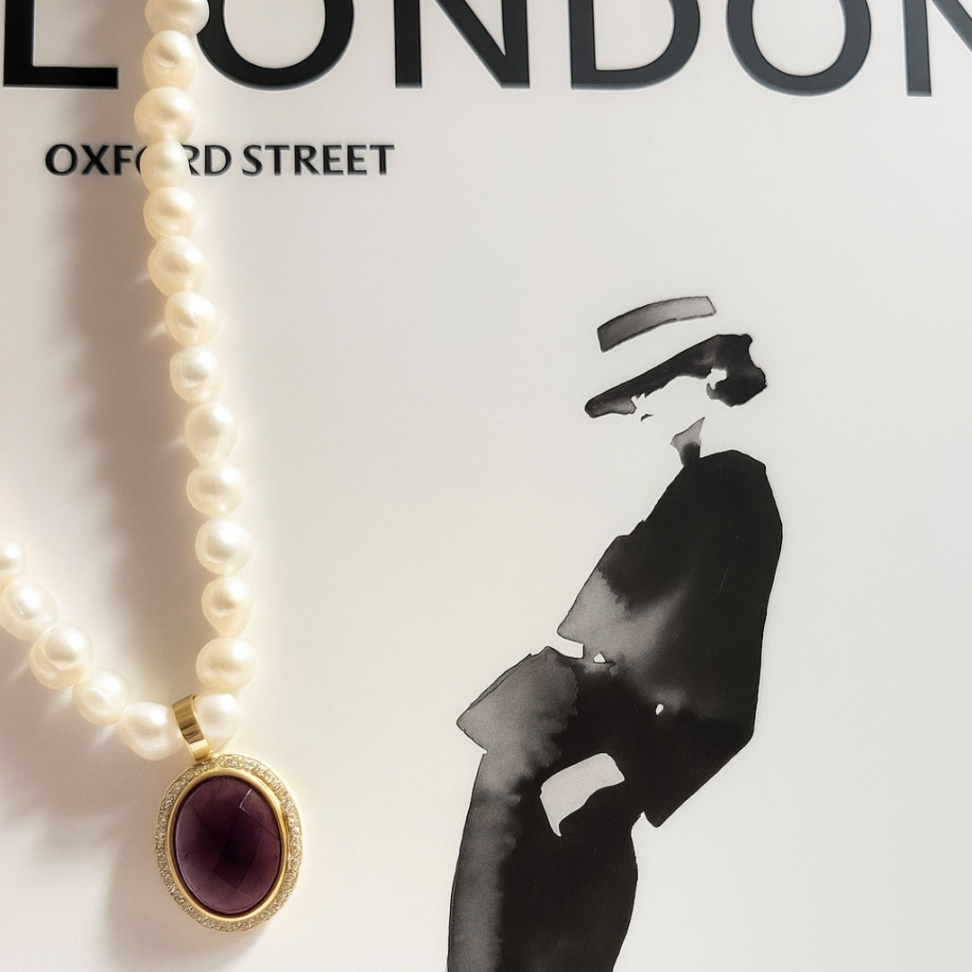 Freshwater Pearl with Amethyst Necklace